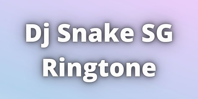 Read more about the article Dj Snake SG Ringtone Download