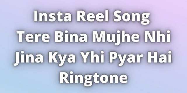 Read more about the article Reel Song Tere Bina Mujhe Nhi Jina Kya Yhi Pyar Hai Ringtone