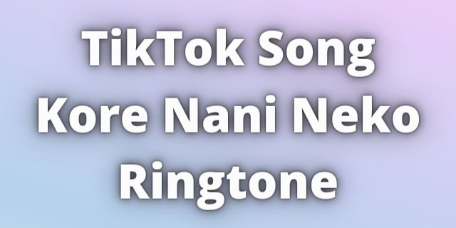 You are currently viewing TikTok Song Kore Nani Neko Ringtone Download