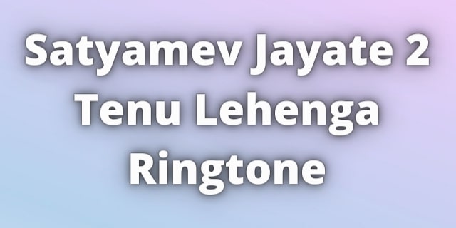 Read more about the article Satyameva Jayate 2 Tenu Lehenga Ringtone