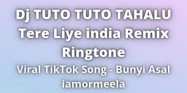 Read more about the article Dj TUTO TUTO TAHALU Tere Liye Ringtone Remix