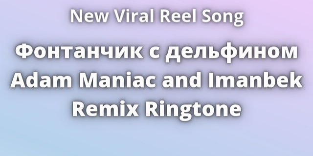 Read more about the article Фонтанчик с дельфином Adam Maniac and Imanbek Remix Ringtone