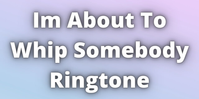 Read more about the article Im About To Whip Somebody Ringtone Download