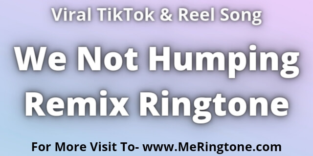 You are currently viewing We Not Humping Remix Ringtone Download