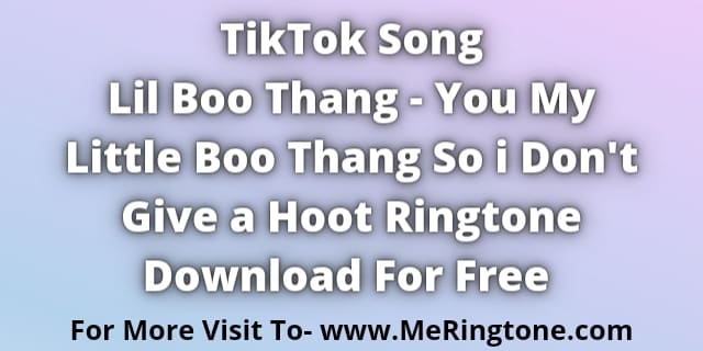 Read more about the article Lil Boo Thang Ringtone Download – You My Little Boo Thang So i Don’t Give A Hoot