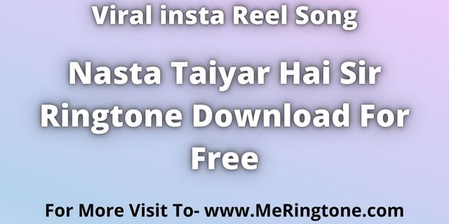 You are currently viewing Nasta Taiyar hai sir Ringtone Download For Free