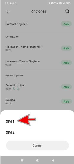 Step 9 of How to set different ringtone for dual sim in miui 12