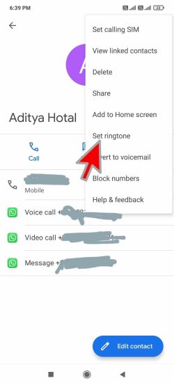 step number 5 of how to set different ringtone for different contact in miui 12 guide